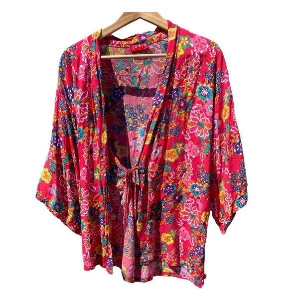 Josie Natori || Kimono Wrap Top Robe Small - Picture 7 of 7